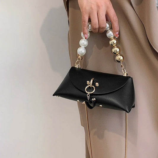 Fashion Mini Leather Shoulder Bags Pearl Chain Clutch Purse Luxury Trendy Women Crossbody Messenger Bag women handbags