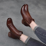 Retro leather boots women's for male Autumn office shoes trendy ladies low heels woman ankle boots Ladies Zip Platform Boot Female Women Shoe