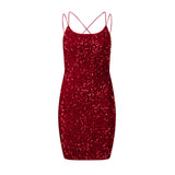 Sexy Women Bodycon Mini Dress Short Tight Dresses for Teens Sparkly Sequin Backless Dress Cocktail Party Gowns Women Prom