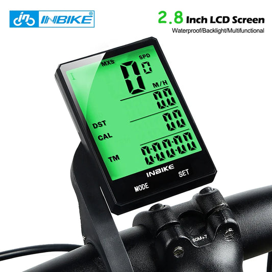 INBIKE 2.8 Inch Bicycle Computer Bike Odometer Cycling Speedometer Wireless Wired Rainproof Multifunction LCD Display Backlight Accessories