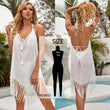 Sexy Bikini Cover-Ups Long White Tunic Casual Summer Beach Dress Elegant Women Plus Size Beach Wear Swim Suit Cover Up