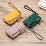 Genuine Leather Clutch Cowhide Small Hand Coin Card Holder Key Lipstick Earphone Storage Pouch Case women purse