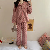 Homewear Winter Print Sweetheart Pajamas Set Women Set Pyjamas Sleepwear Nightwear Pijama Mujer women lounge