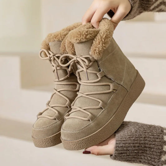 Winter New High-quality Snow Boot Fashion Thick Soled Nude Boot Premium Thickened Warm Cotton Shoe Women Popular Designer Women Shoe