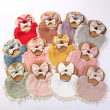 3Pcs/Set Solid Muslin Cotton Bamboo Bib Tassel Lace Feeding Drool Saliva Towel Burp Adjustable Infant Scarf Newborn - girl cloth - Baby Girls