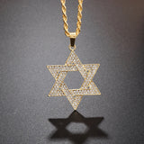 Vintage Design Inlaid Zircon Star of David Pendant Fashion Trend Hexagonal Star Party women jewellery