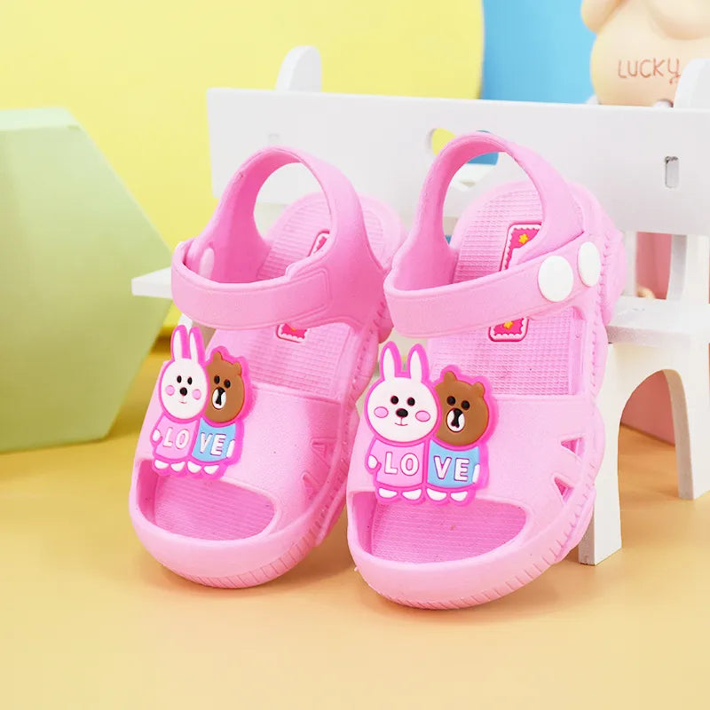 Summer Slippers Sandals Baby Cartoon Baby Flat Heels Solid Cute Slippers Children's Garden Toddler Girls Shoes