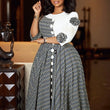 Elegant Dresses for Women O Neck Half Sleeve High Waisted Pleated Mid Calf Fashion Printed Luxury Birthday Party Dinner Dress