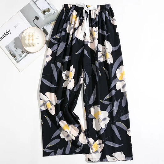 Women Spring Summer Long Pajama Pants Comfortable Loose Plus Size Pants Wear Cartoon Print Pajama Pants Thin Cute Bottoms women sleep