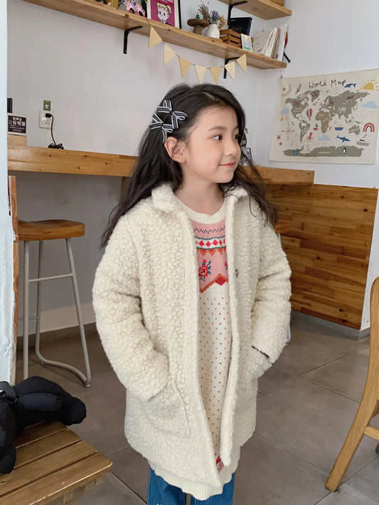 Bon New Winter Kids Jackets for Girls Lamb Warm Thick Long Style Coat girl jacket