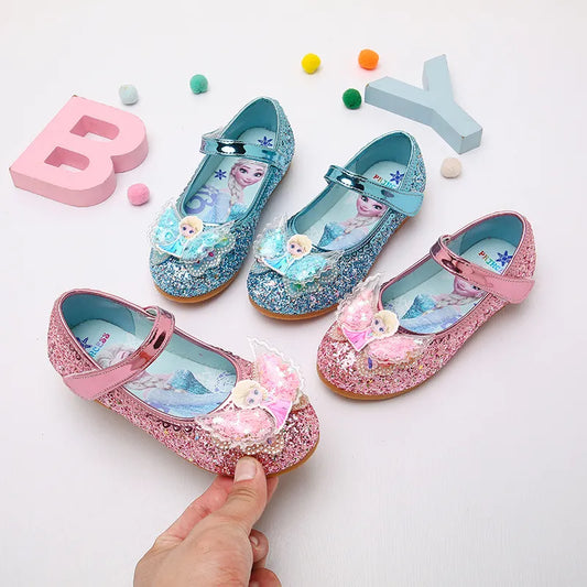 Disney Frozen Elsa Princess Designer Crystal Casual Flat for Kids Bling Round Toe Baby Child Flats Sneakers Girls Shoes