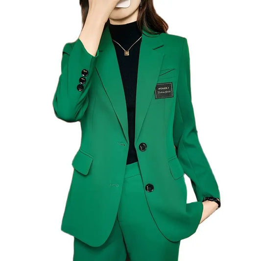 Elegant Green Business Suits with Blazers Coat and Pants Career Interview Job Ladies Office Work Wear women suiting