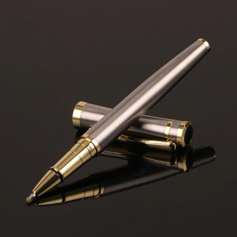 Luxury Metal Silver Black Signature Ballpoint Pens for Business Writing Stationery Customized Logo Name Gift Office Supplies