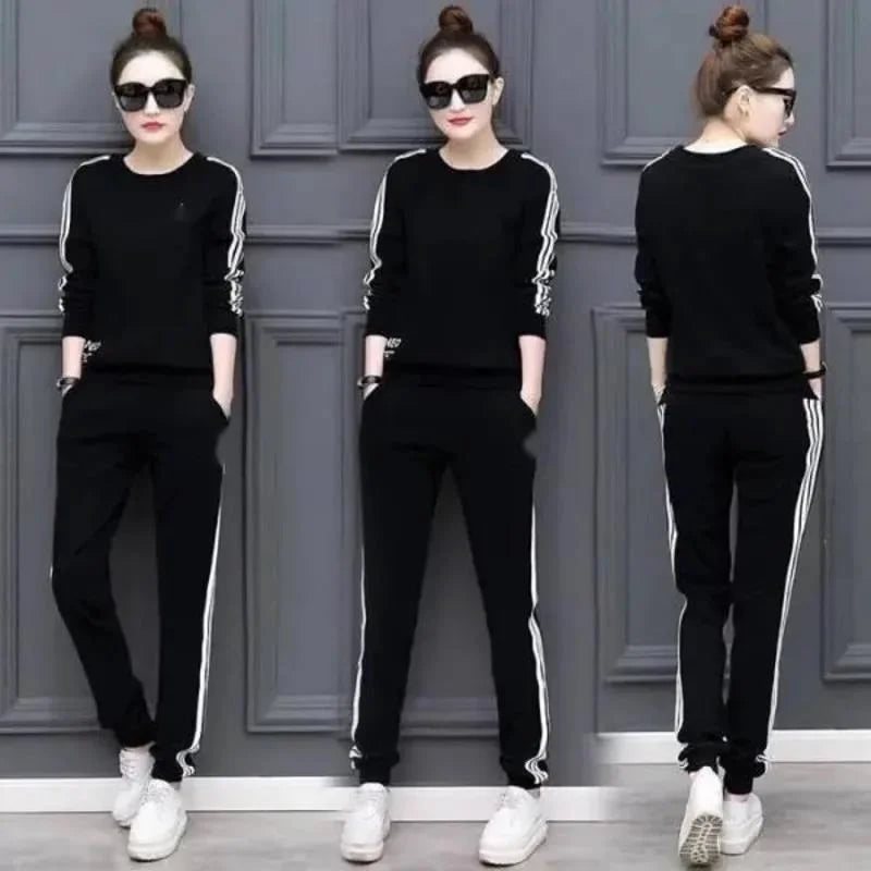 Women's Tracksuit Spring And Autumn Fashion Sports Suit Long Sleeved Tops Pants Two Piece Set Running Plus Size Clothing Women Casual