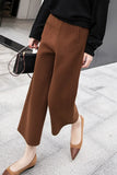 Winter Warm Pant Women's High Waist Trousers Wool Blend Cropped Wide Leg Pants Straight Elegant Korean Cloth Plus Size Women Casual - Women Trousers