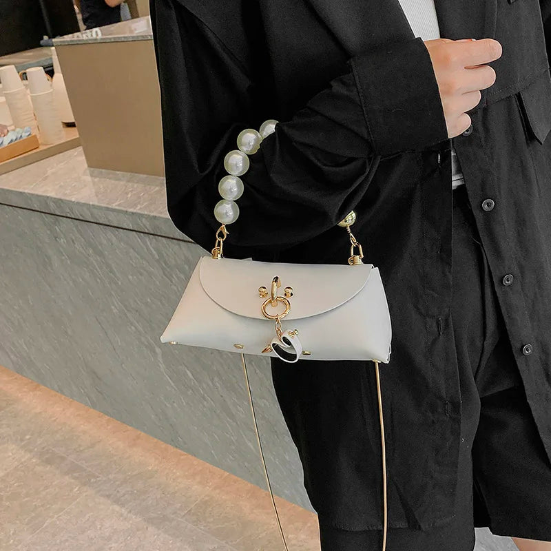 Fashion Mini Leather Shoulder Bags Pearl Chain Clutch Purse Luxury Trendy Women Crossbody Messenger Bag women handbags