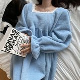 Nightgowns Woman Ankle-length Ladies Baggy Fashion Comfortable Cozy Warm Sleepwear Long Sleeve Student Chic Soft Ulzzang Women Lounge