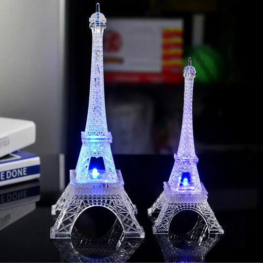 LED Eiffel Tower Figurines World Building Romantic Paris Eiffel Tower Night Light Home Valentine's Day Xmas Gifts Decoration