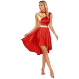 Lyrical Dance Dress Metallic Color Block Sleeveless Dresses Liturgical Modern Dance Performance Costume Women Contemporary - Women Prom