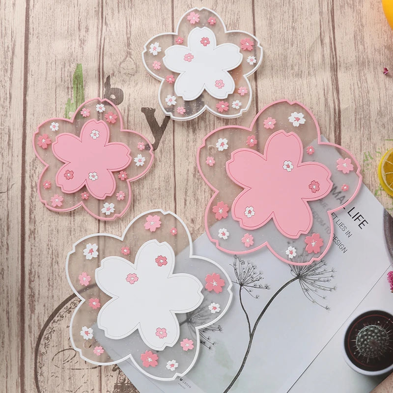 Cherry Blossom Heat Insulation Pad Table Mat Anti-skid Cup pads Non-slip Coaster Accessories Coasters Table Mat Dining