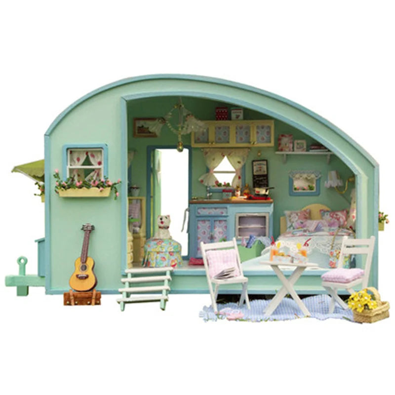 Large Diy Doll House Case  Model Building Miniature 3D Wooden Handmade Dollhouse Birthday Gifts Dolls Toy Time Travel Lighting - Accessory