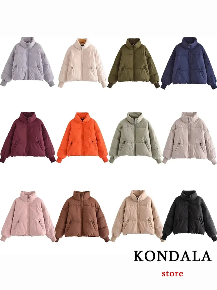 KONDALA Autumn Winter Women's Jackets Thicken Streetwear Oversized Parkas Long Batwing Sleeve Pockets Fashion Women Jackets