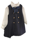 Girls' College Style Dress 2025 Autumn Western Style Double Breasted Girls' Western Style Vest Skirt Baby Princess Skirt