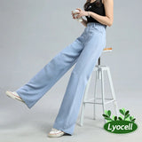 Summer Thin Soft Women's Jeans Natural Lyocell Fabric Baggy Wide Leg Denim Pants Streetwear Loose Casual Female Clothing XS-3XL Women Jeans