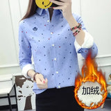 Embroidery Long Sleeves Loose plush Shirt Woman New Korean Autumn Winter Thick Warm Woman And Blouse Female Women Casual - Women Tops