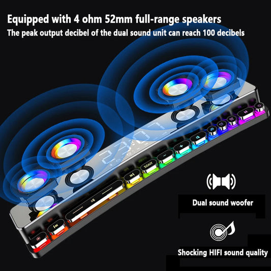 LED Wireless Speaker Soundbar Stereo Music Centre Clock Loudspeaker Bluetooth - Computers - Home Audio - Appliances